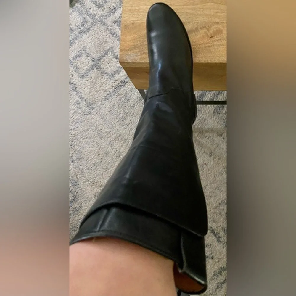 Frye Paige Tall Italian Leather Riding Boots Pull On Equestrian Womens 9 Black